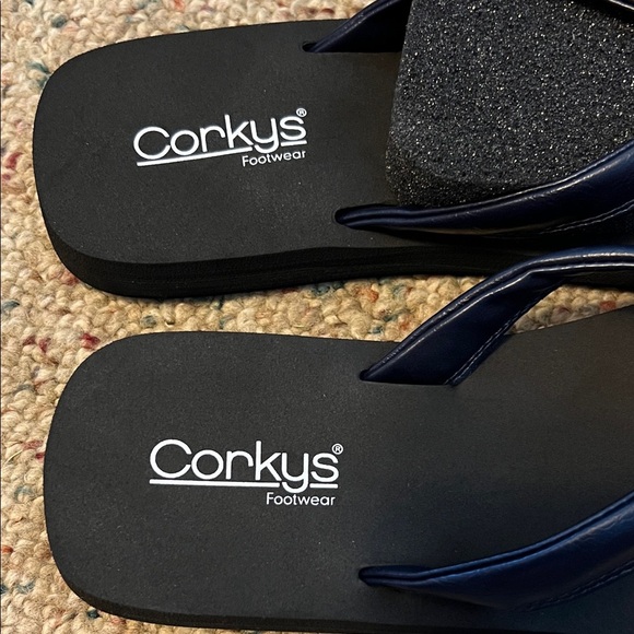 Corkys Navy and Black Flip Flop Sandals - Picture 2 of 5
